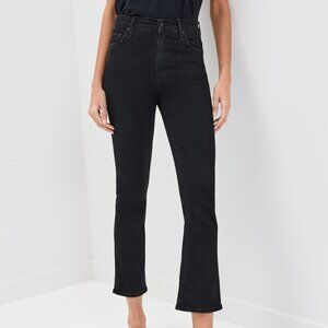 MOTHER The Insider Crop Jeans, Black, Size 25
